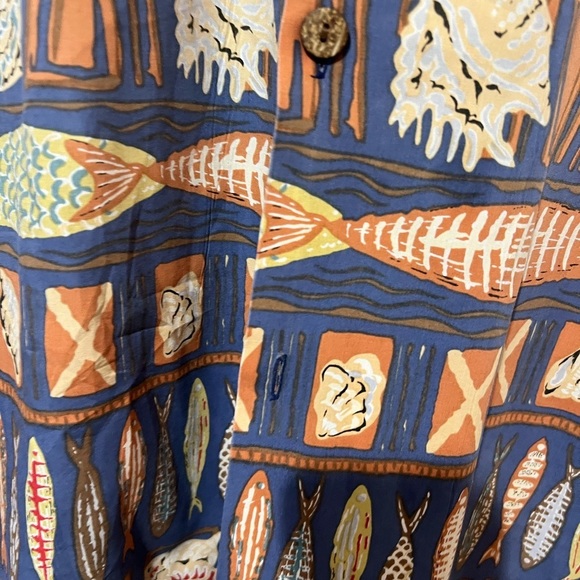 JOE KEALOHA 2XL Fish & Shell Pattern Hawaiian Aloha Shirt Size XXL Cotton SS - Picture 2 of 6